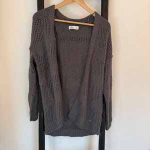 Hollister Gray Knit Open Front Cardigan Sweater XS